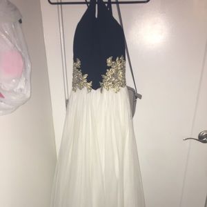 White, black, and gold long dress